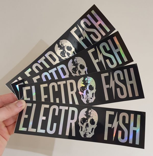 electrofish surfboards skull sticker hollographic